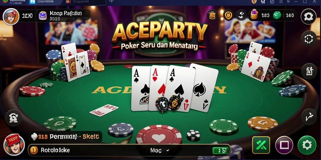 Screenshot ACEPARTY menampilkan keseruan permainan Poker yang mendebarkan.