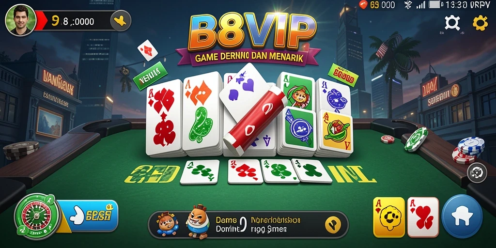Screenshot permainan B8VIP menunjukkan gameplay Domino yang seru dan kompetitif.