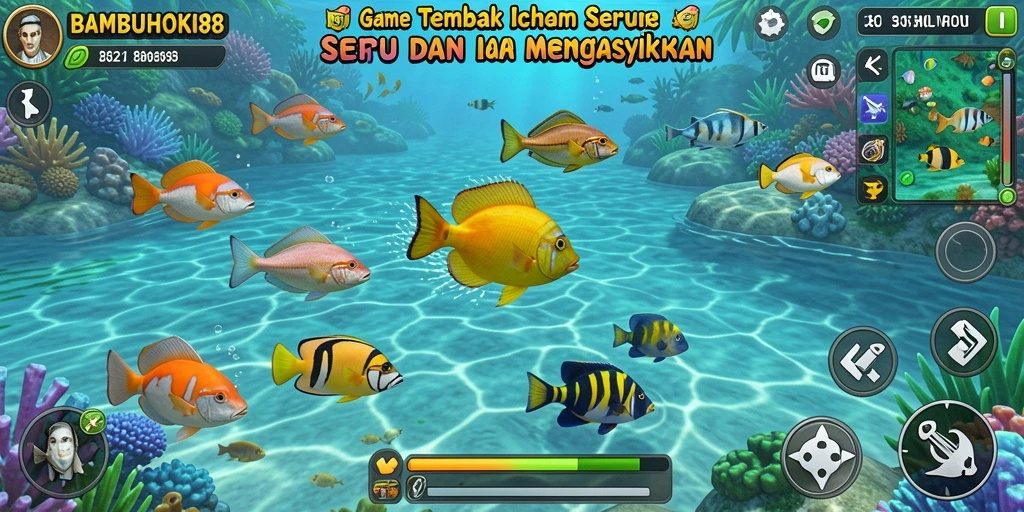 Tampilan gameplay Tembak Ikan di BAMBUHOKI88 yang menarik.