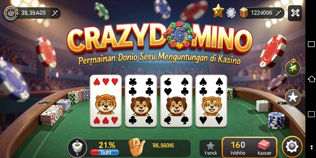 Screenshot utama CRAZYDOMINO menampilkan gameplay menarik dan interaksi pemain.
