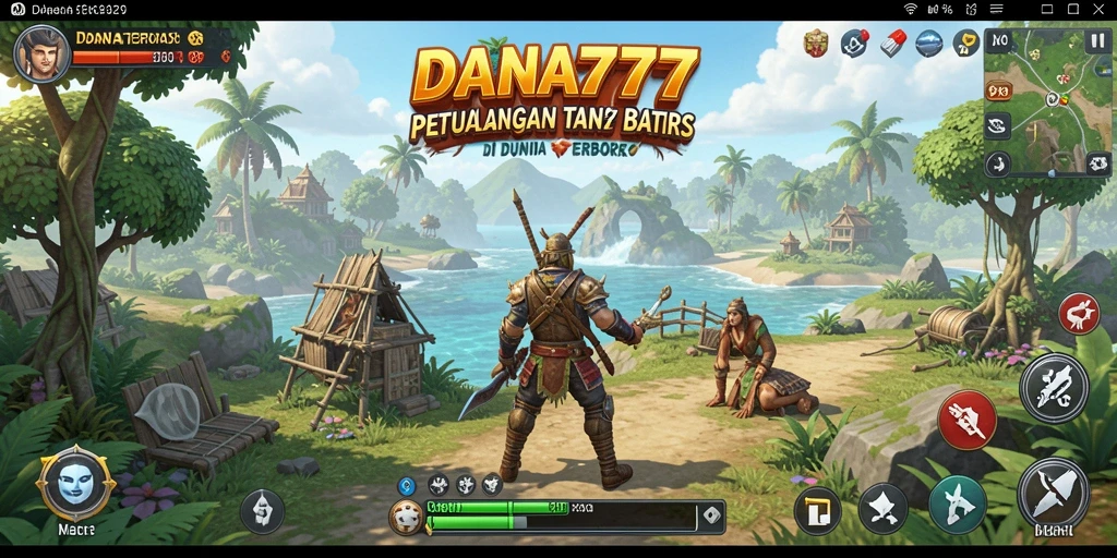 Screenshot gameplay DANA777 yang menunjukkan dunia terbuka yang luas dan indah.