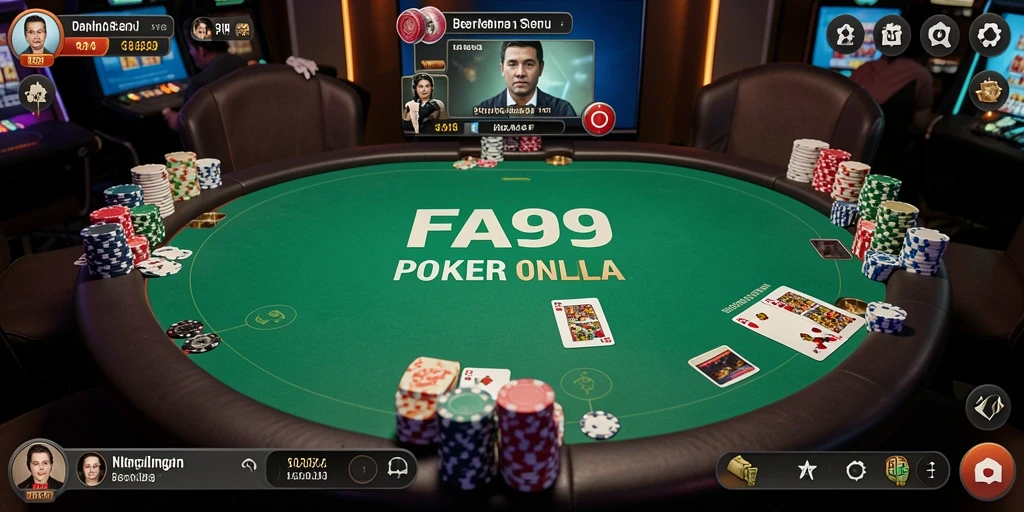 Screenshot FA99 menampilkan momen seru permainan poker yang mendebarkan.