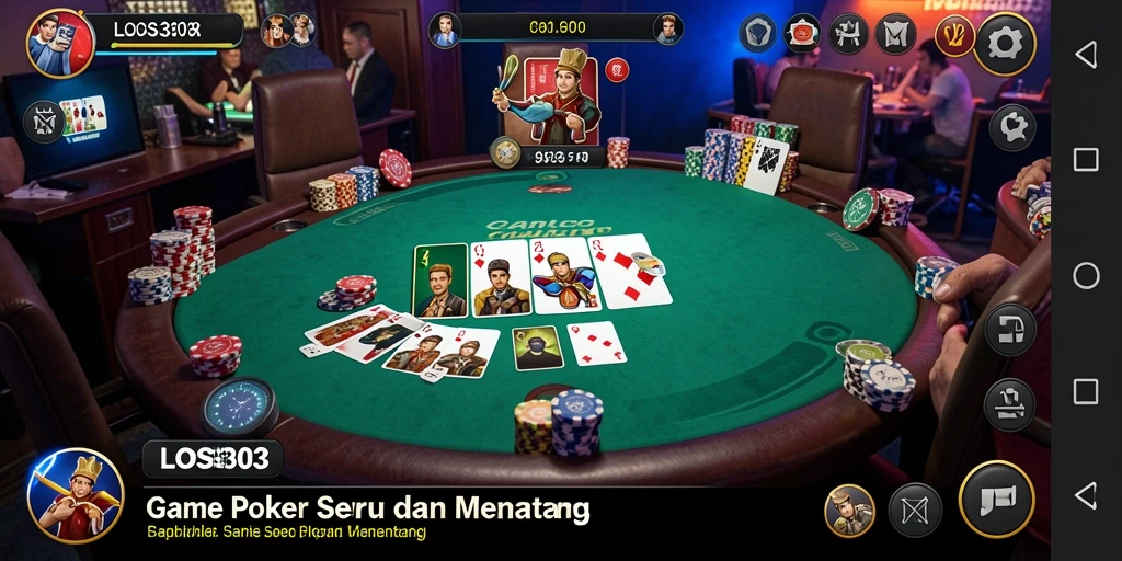 Screenshot gameplay LOS303 menampilkan suasana latihan poker yang kompetitif dan seru.