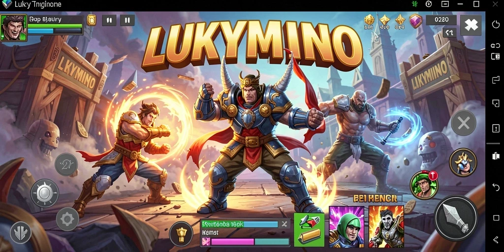 Tangkapan layar gameplay LUKYMINO menampilkan aksi Fighting yang mendebarkan.