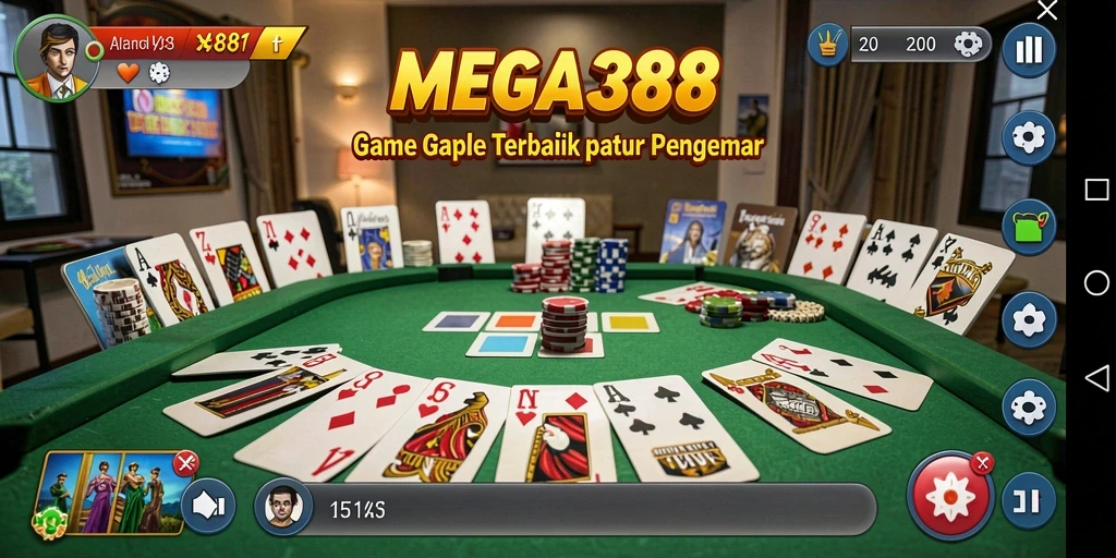 Tampilan gameplay MEGA388 yang mengasyikkan saat bermain Gaple.