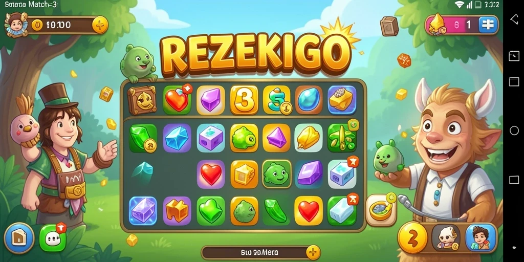 Tampilan gameplay seru REZEKIGO dengan grafis warna-warni.