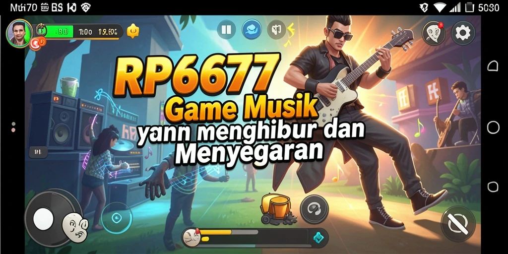 Screenshot utama gameplay RP6677 menampilkan interaksi musik yang menarik.