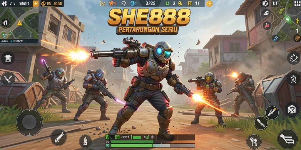 Tampilan seru gameplay SHE888 di arena Battle Royale.
