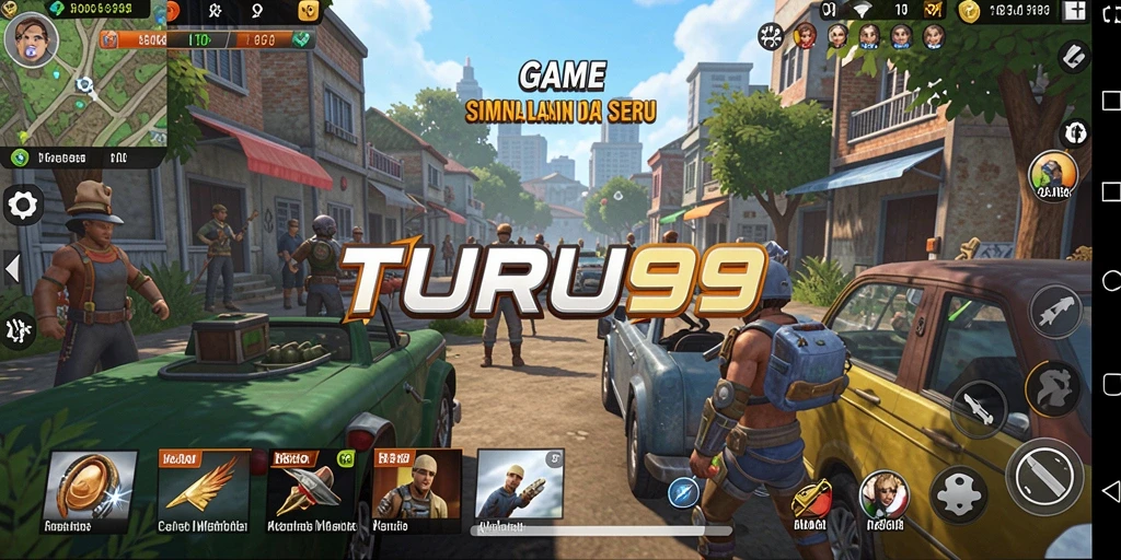 Screenshot menunjukkan gameplay menarik dan karakter kustomisasi di TURU99.